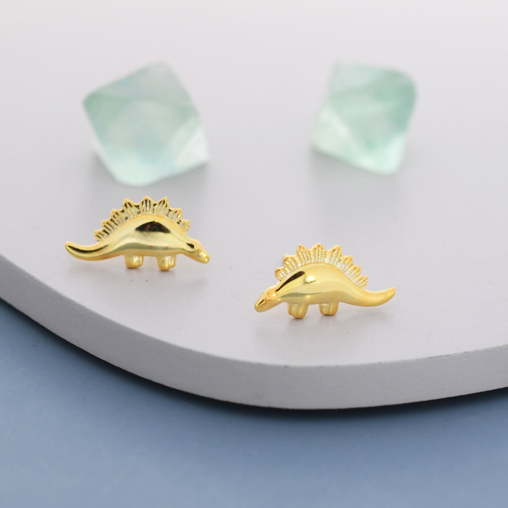 Super Cute Little Stegosaurus Dinosaur Stud Earrings in Sterling Silver