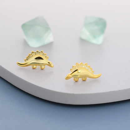 Super Cute Little Stegosaurus Dinosaur Stud Earrings in Sterling Silver