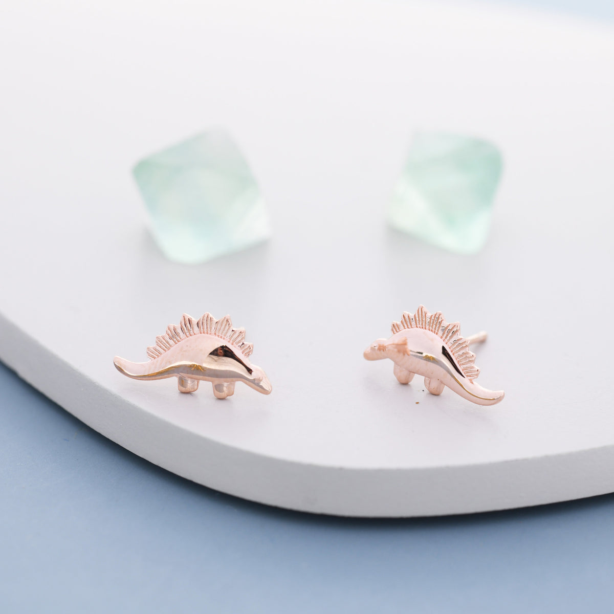Super Cute Little Stegosaurus Dinosaur Stud Earrings in Sterling Silver