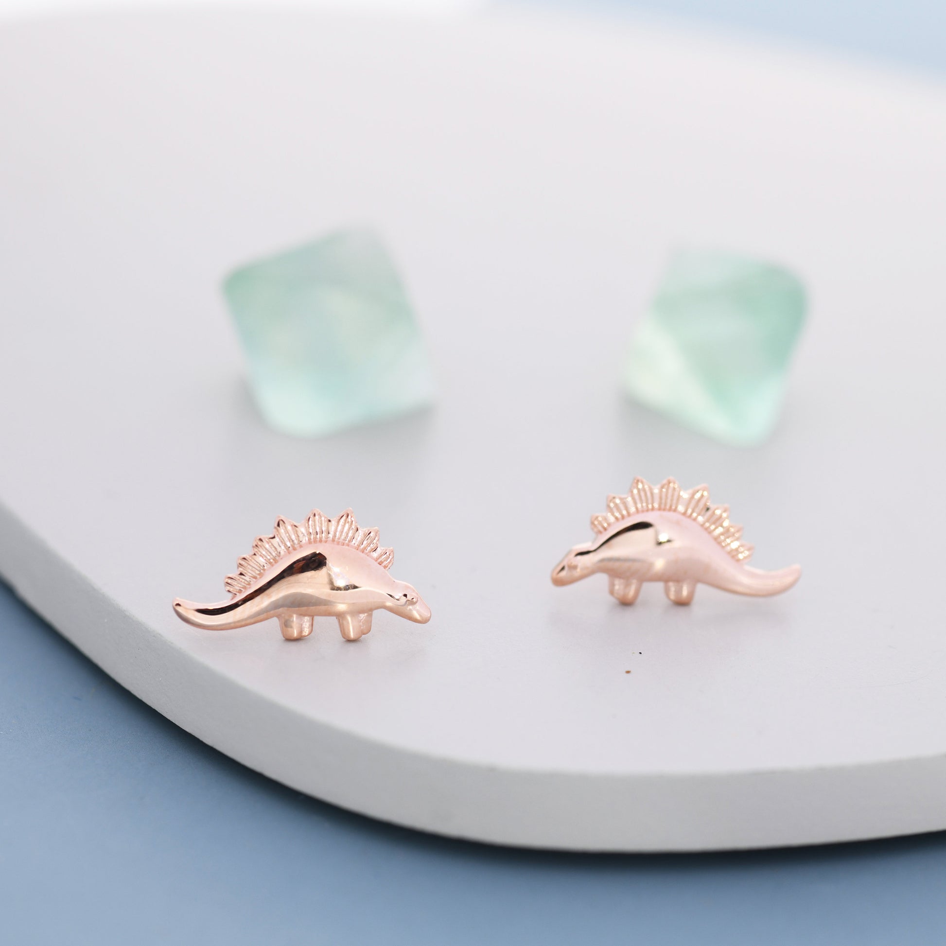 Super Cute Little Stegosaurus Dinosaur Stud Earrings in Sterling Silver