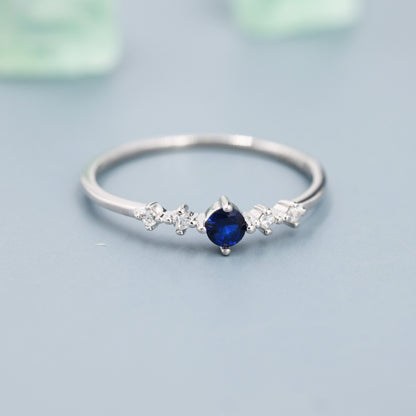 Sapphire Blue CZ Ring in Sterling Silver, Silver or Gold, Delicate Sapphire Ring, Size US 5 - 8