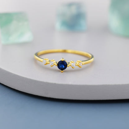 Sapphire Blue CZ Ring in Sterling Silver, Silver or Gold, Delicate Sapphire Ring, Size US 5 - 8