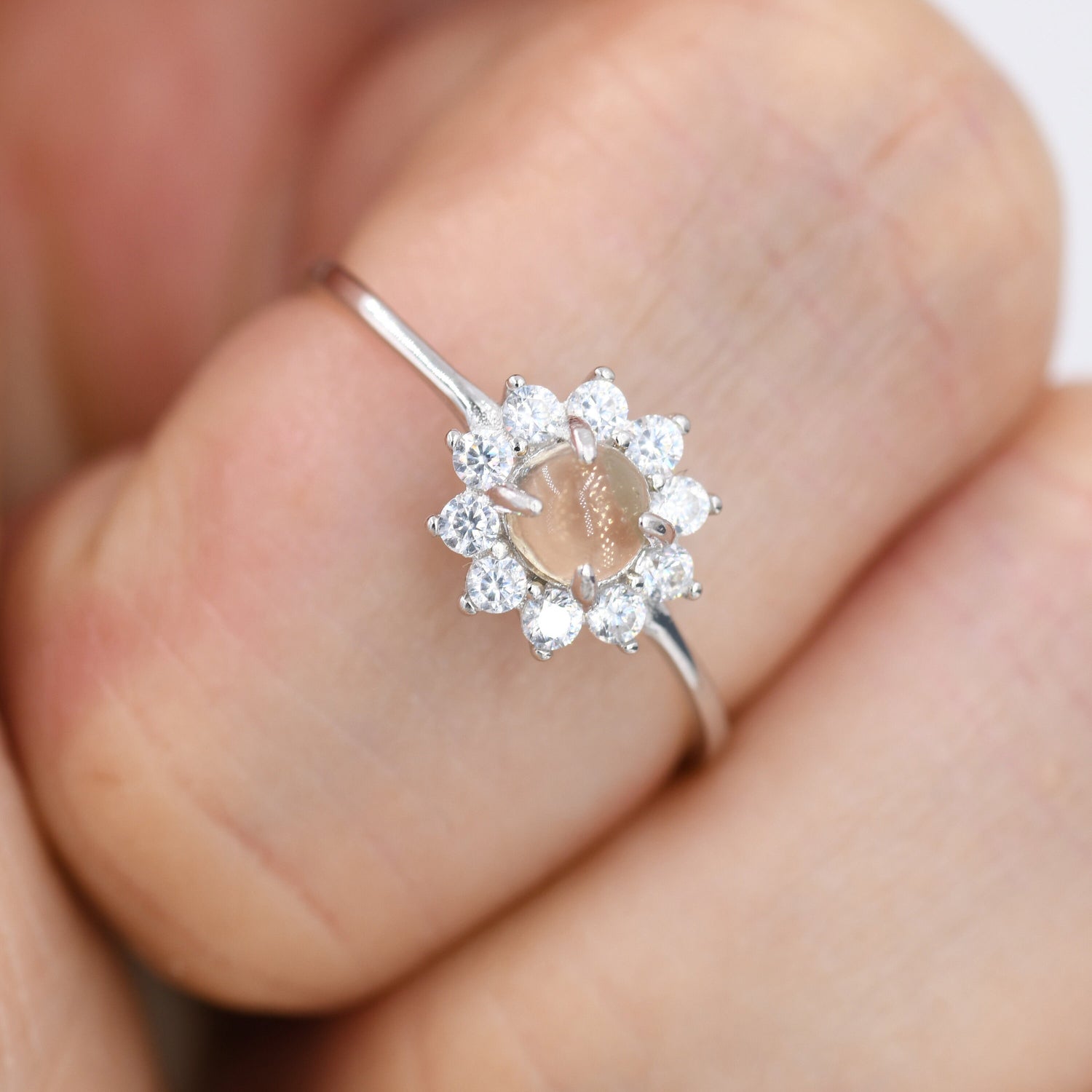 Round Cut Citrine Halo Ring