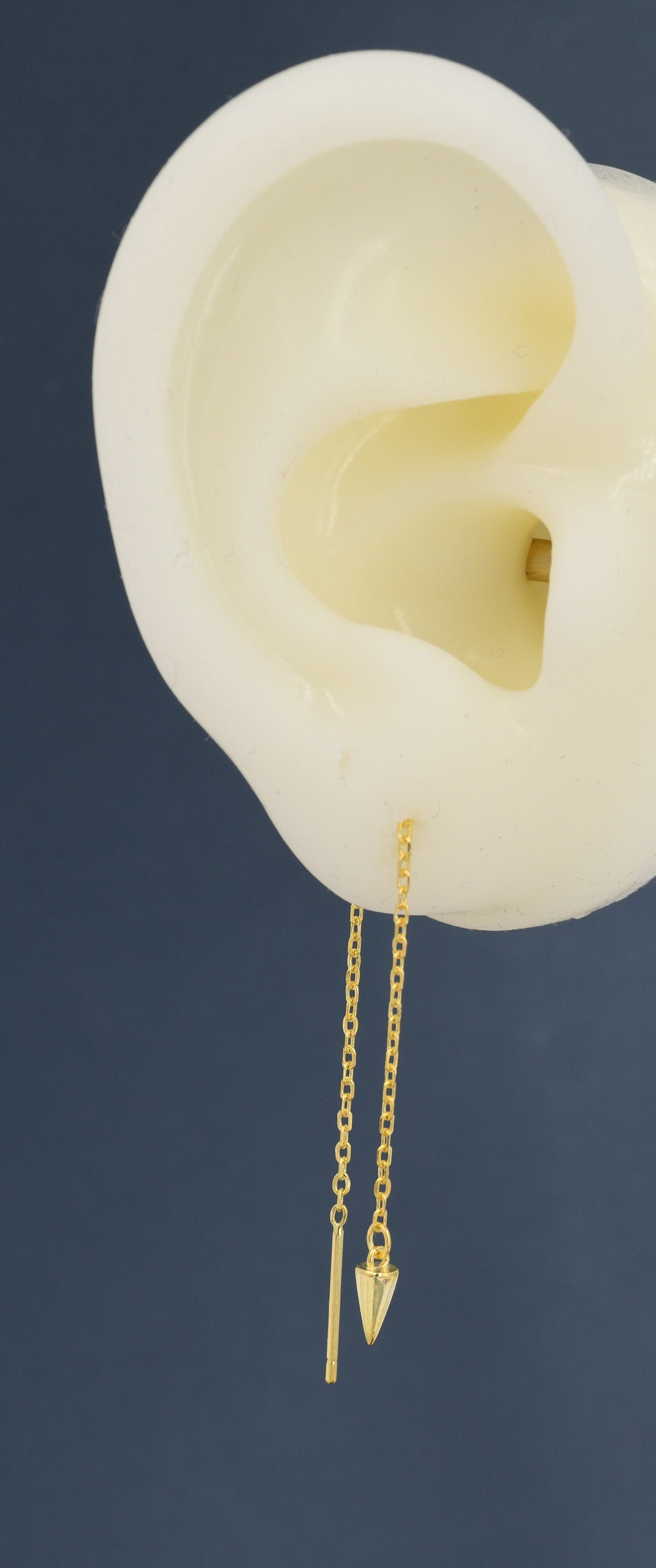 Dangling Spike Threader Earrings in Sterling Silver, Silver, Gold or Rose Gold, Arrow Ear Threaders, Pyramid Threaders