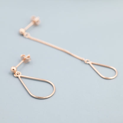 Sterling Silver Mismatched Droplet Stud Drop Earrings, Silver, Gold or Rose Gold, Minimalist Geometric Design, Asymmetric Earrings