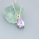 Alexandrite Purple Blue Pear Cut CZ Necklace in Sterling Silver, 7 x 9mm, Purple Droplet necklace, Diamond CZ, June Birthstone