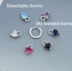 Sterling Silver Aurora AB CZ Trillion Cut Hoop Earrings, Silver or Gold, Triangle Dangle Hoop Earrings, Interchangeable Charm