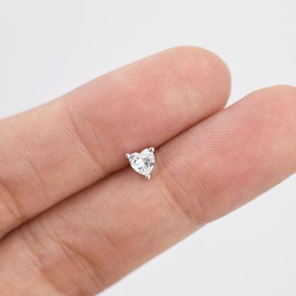 Tiny CZ Heart Stud Earrings in Sterling Silver, Silver or Gold, Diamond CZ Crystal Heart Earrings, Stacking Earrings