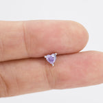 Tiny Alexandrite Purple Blue CZ Heart Stud Earrings in Sterling Silver, Silver or Gold, CZ Crystal Heart Earrings, Stacking Earrings