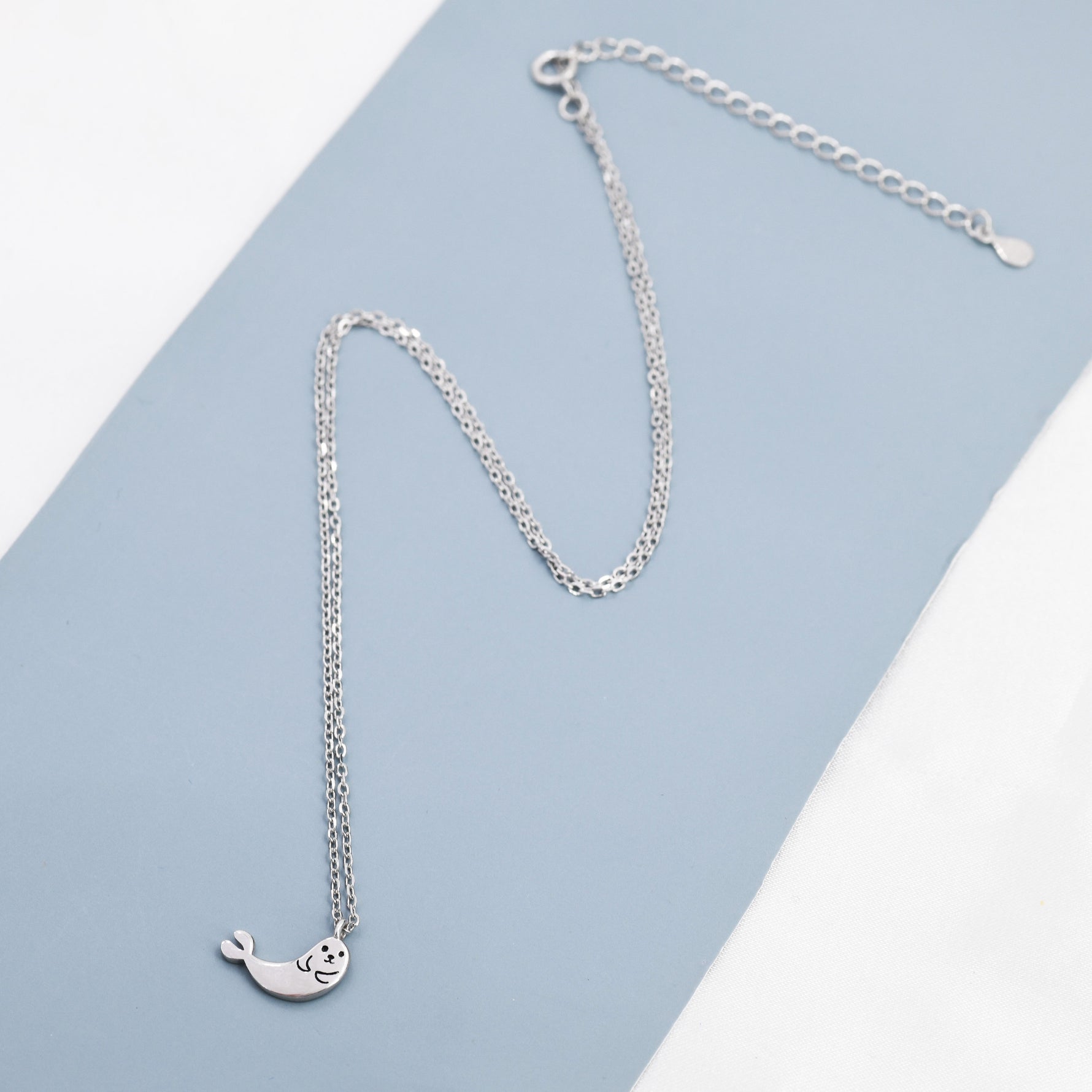 Cute Seal Pendant Necklace in Sterling Silver, Baby Seal Necklace, Nature Inspired Jewellery, Dainty and Delicate, Kawaii Necklace