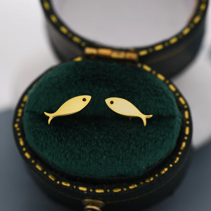 Little Fish Stud Earrings in Sterling Silver, Petite Fish Stud Earrings, Silver or Gold, Ocean Animal Stud, Cute, Pet Earrings