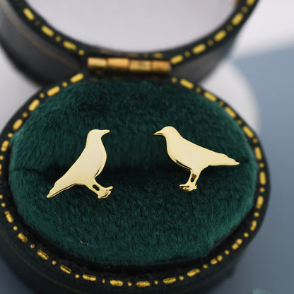 Crow Bird Stud Earrings in Sterling Silver, Silver or Gold, Crow Earrings, Animal Earrings, Nature Inspired
