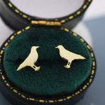 Crow Bird Stud Earrings in Sterling Silver, Silver or Gold, Crow Earrings, Animal Earrings, Nature Inspired