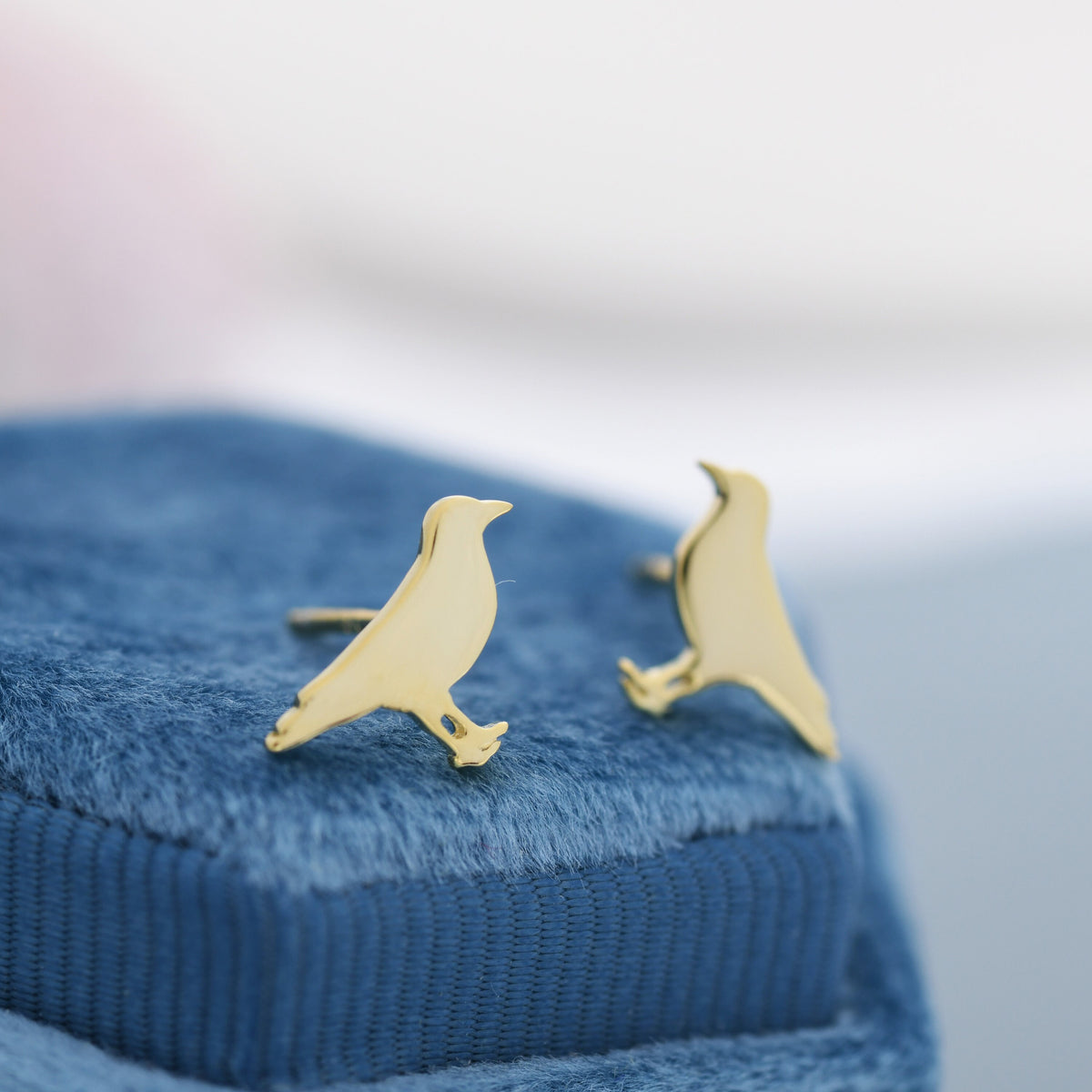 Crow Bird Stud Earrings in Sterling Silver, Silver or Gold, Crow Earrings, Animal Earrings, Nature Inspired