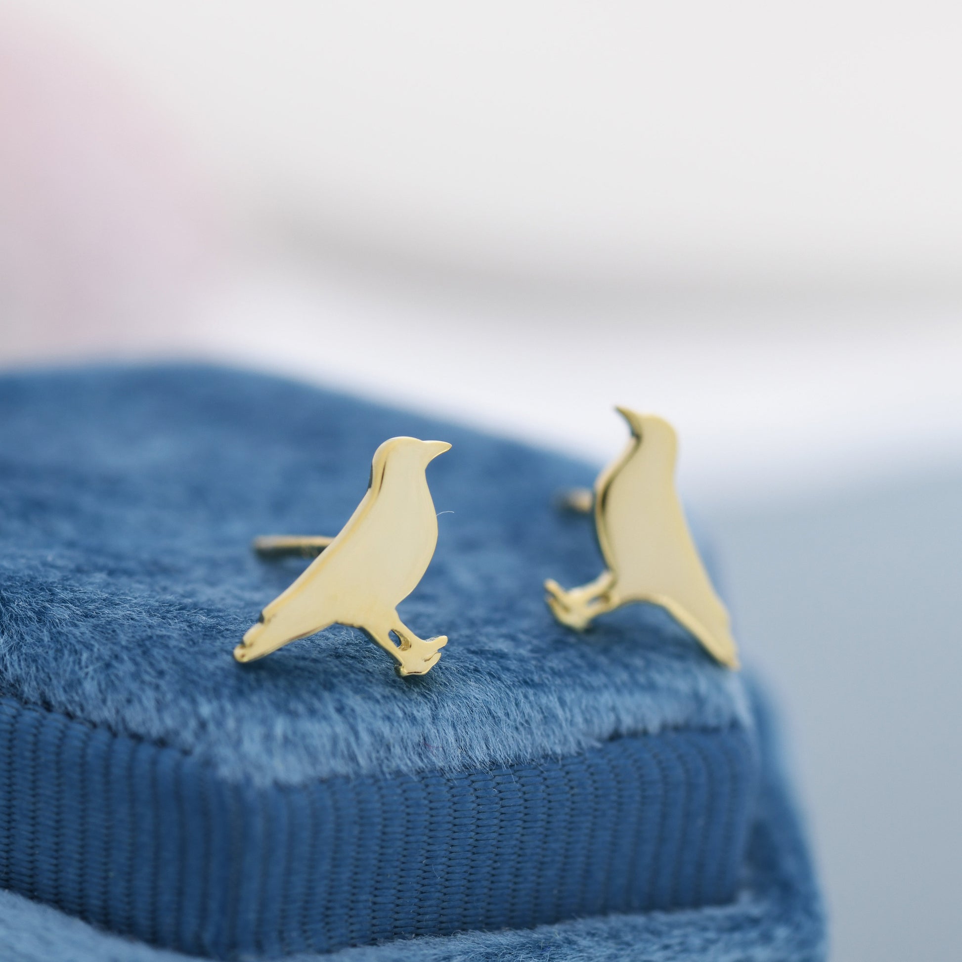 Crow Bird Stud Earrings in Sterling Silver, Silver or Gold, Crow Earrings, Animal Earrings, Nature Inspired