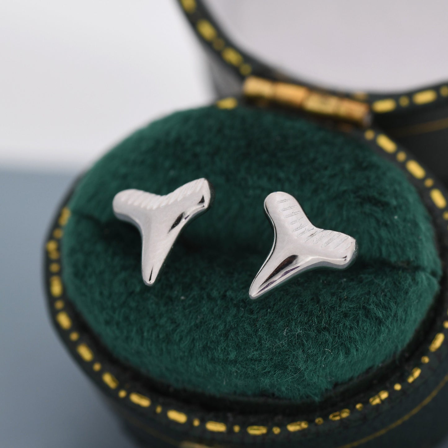 Shark Tooth Design Stud Earrings in Sterling Silver, Silver or Gold, Shark Tooth Shape Earrings, Animal Earrings, Nature Inspired