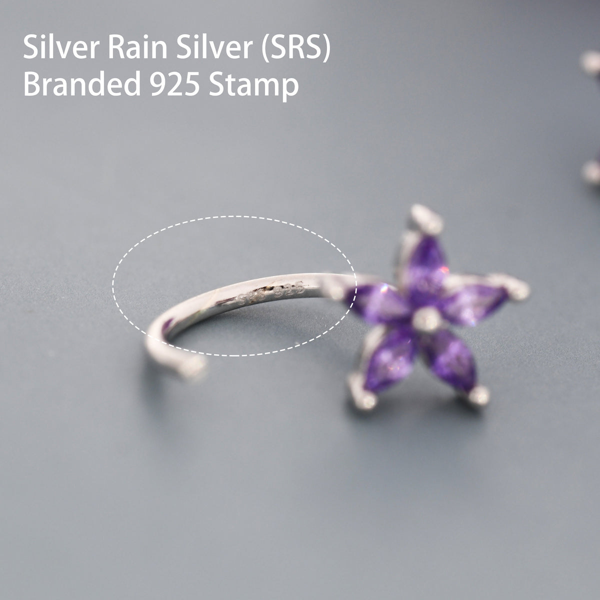 Amethyst Purple CZ Flower Huggie Hoop Earrings in Sterling Silver, Gold or Silver, Marquise CZ Flower Threader Hoop Earrings, Pull Through