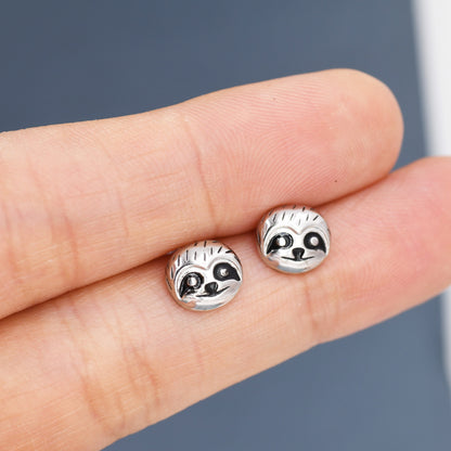 Sloth Face Stud Earrings in Sterling Silver, Silver or Gold, Crow Earrings, Animal Earrings, Nature Inspired