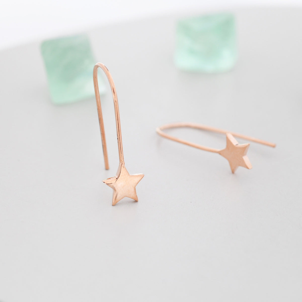 Sterling Silver Star Drop Earrings in Sterling Silver, Silver, Gold or Rose Gold, Star Hook Earrings, Dangle Celestial Earrings