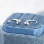 Three CZ Trinity Threader Hoop Earrings in Sterling Silver, Three Dot Open Hoop Earrings, Huggie Hoop, Silver or Gold, Pull Through