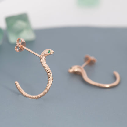 Cobra Snake Stud Earrings in Sterling Silver, Silver or Gold, Snake Earrings, Snake Hoops, Animal Earrings, Nature Inspired