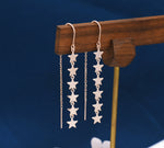 Star Cascade Threader Earrings in Sterling Silver, Star U Shape Ear Threaders, Silver, Gold or Rose Gold, Star Threaders, Long Threaders