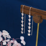 Star Cascade Threader Earrings in Sterling Silver, Star U Shape Ear Threaders, Silver, Gold or Rose Gold, Star Threaders, Long Threaders
