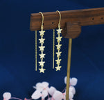 Star Cascade Threader Earrings in Sterling Silver, Star U Shape Ear Threaders, Silver, Gold or Rose Gold, Star Threaders, Long Threaders