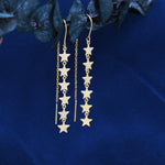 Star Cascade Threader Earrings in Sterling Silver, Star U Shape Ear Threaders, Silver, Gold or Rose Gold, Star Threaders, Long Threaders