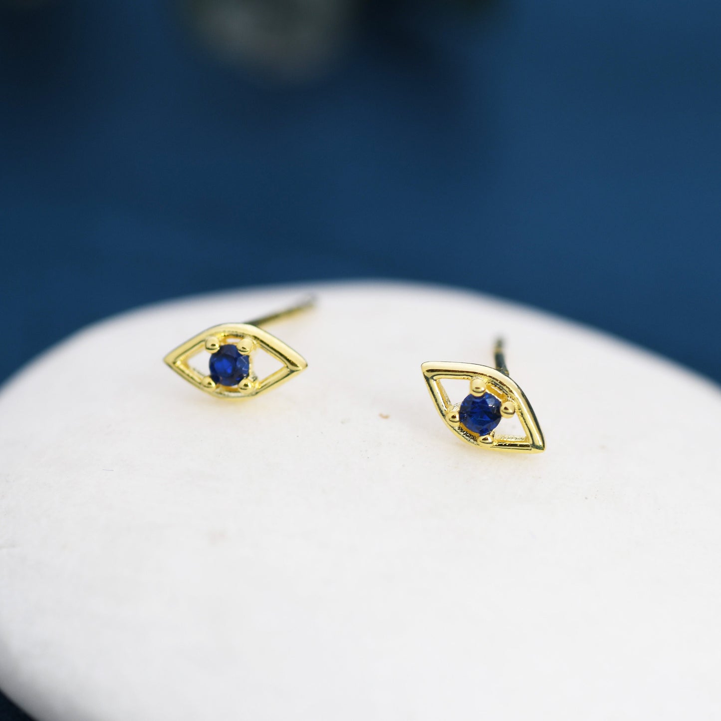 Tiny Evil Eye Stud Earrings in Sterling Silver,  Eye Earrings, Stacking Earrings, Silver or Gold Finish