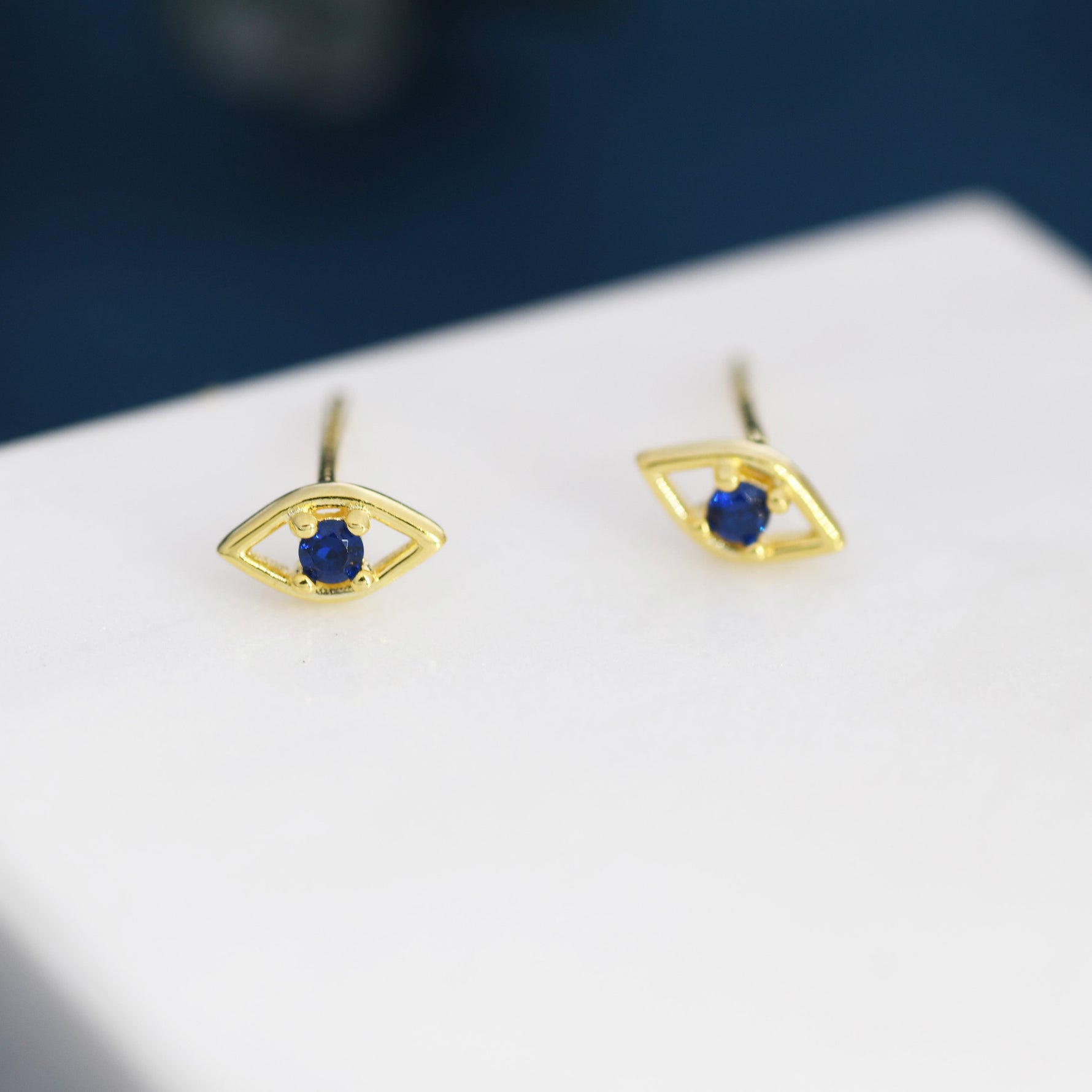 Tiny Evil Eye Stud Earrings in Sterling Silver, Eye Earrings, Stacking Earrings, Silver or Gold Finish