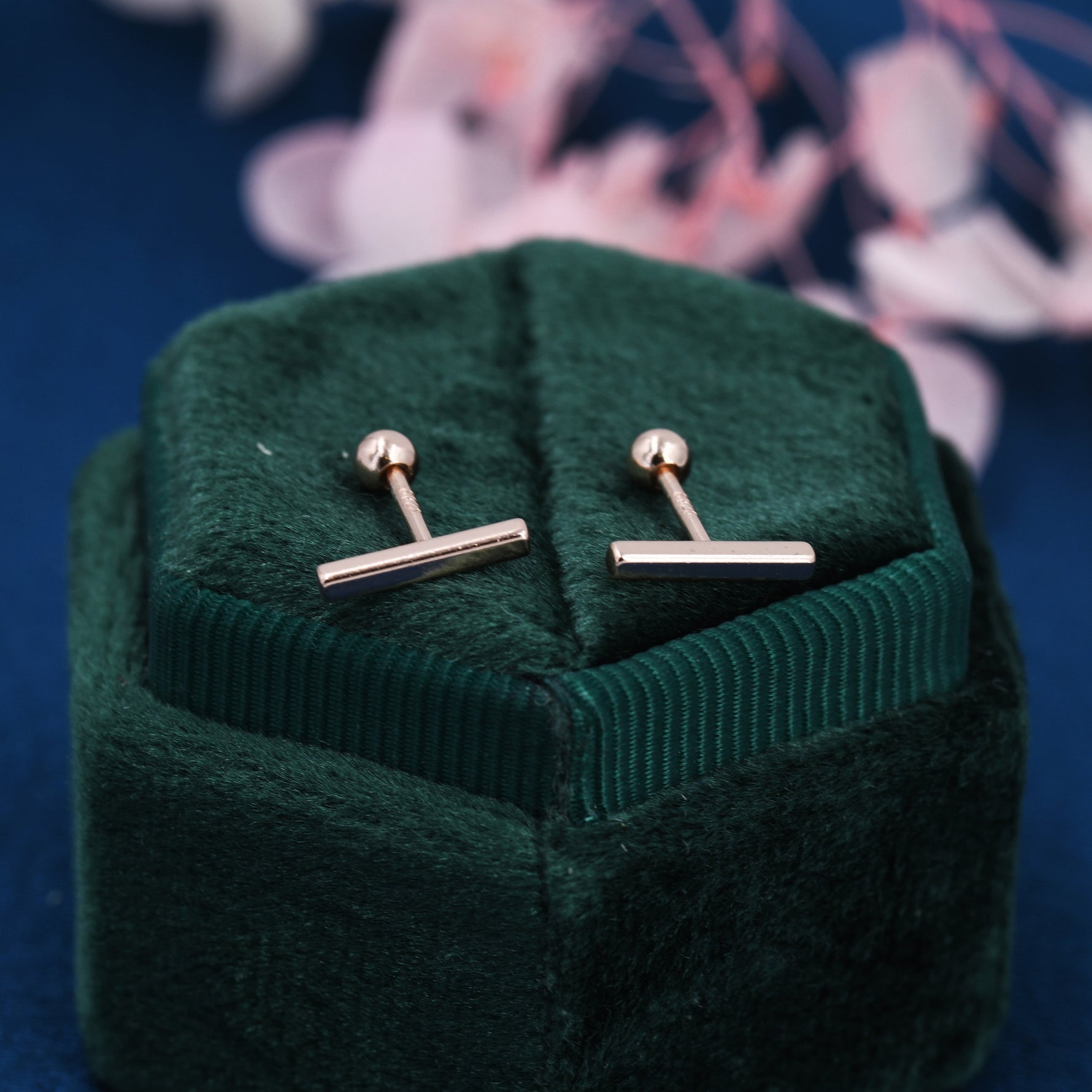 Tiny Bar Screw Back Earrings in Sterling Silver, Silver, Gold or Rose Gold, Piercing Jewellery, Helix Earrings, Cartilage Earrings