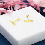 Tiny Bar Screw Back Earrings in Sterling Silver, Silver, Gold or Rose Gold, Piercing Jewellery, Helix Earrings, Cartilage Earrings