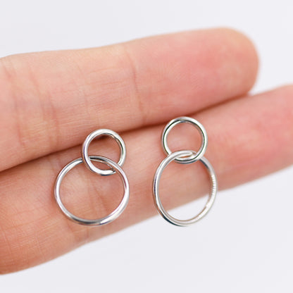 Sterling Silver Minimalist Geometric Circle Hoop Style Earrings, Dainty and Delicate, Geometry Modern Contemporary Design