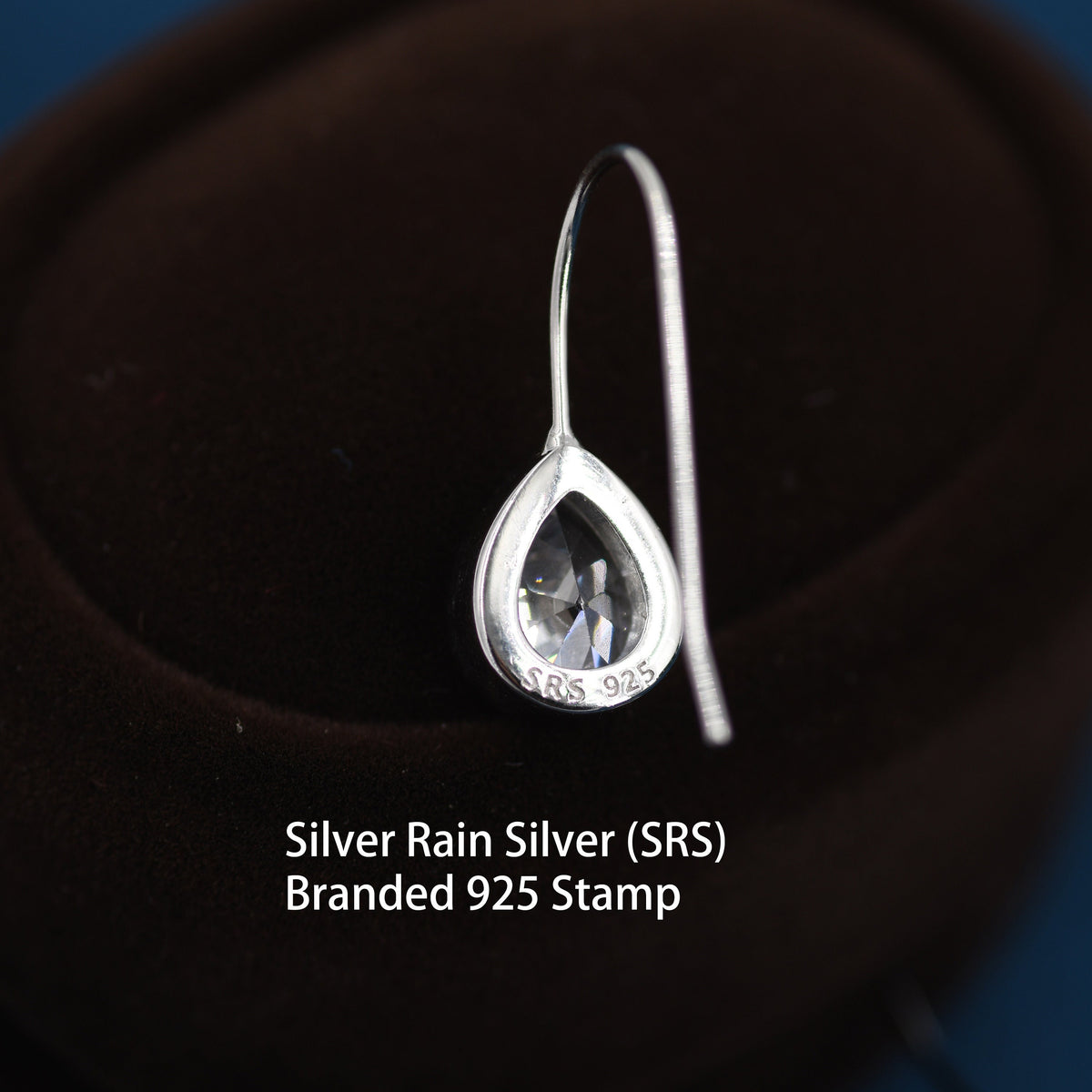 Sterling Silver Amethyst Purple CZ Droplet Drop Earrings in Sterling Silver, Silver or Gold, Chunky Pear Shape Hook Earrings