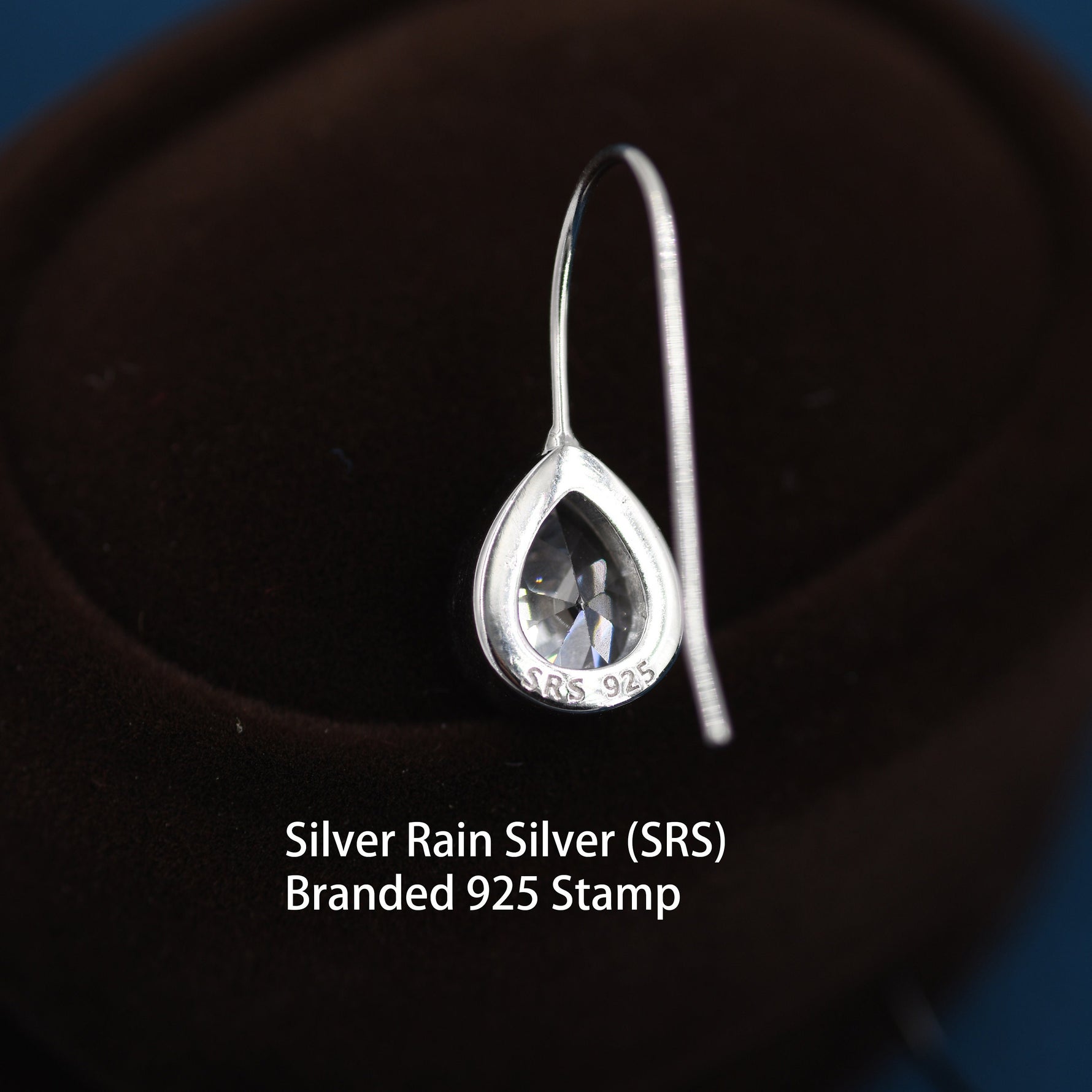 Sterling Silver Amethyst Purple CZ Droplet Drop Earrings in Sterling Silver, Silver or Gold, Chunky Pear Shape Hook Earrings