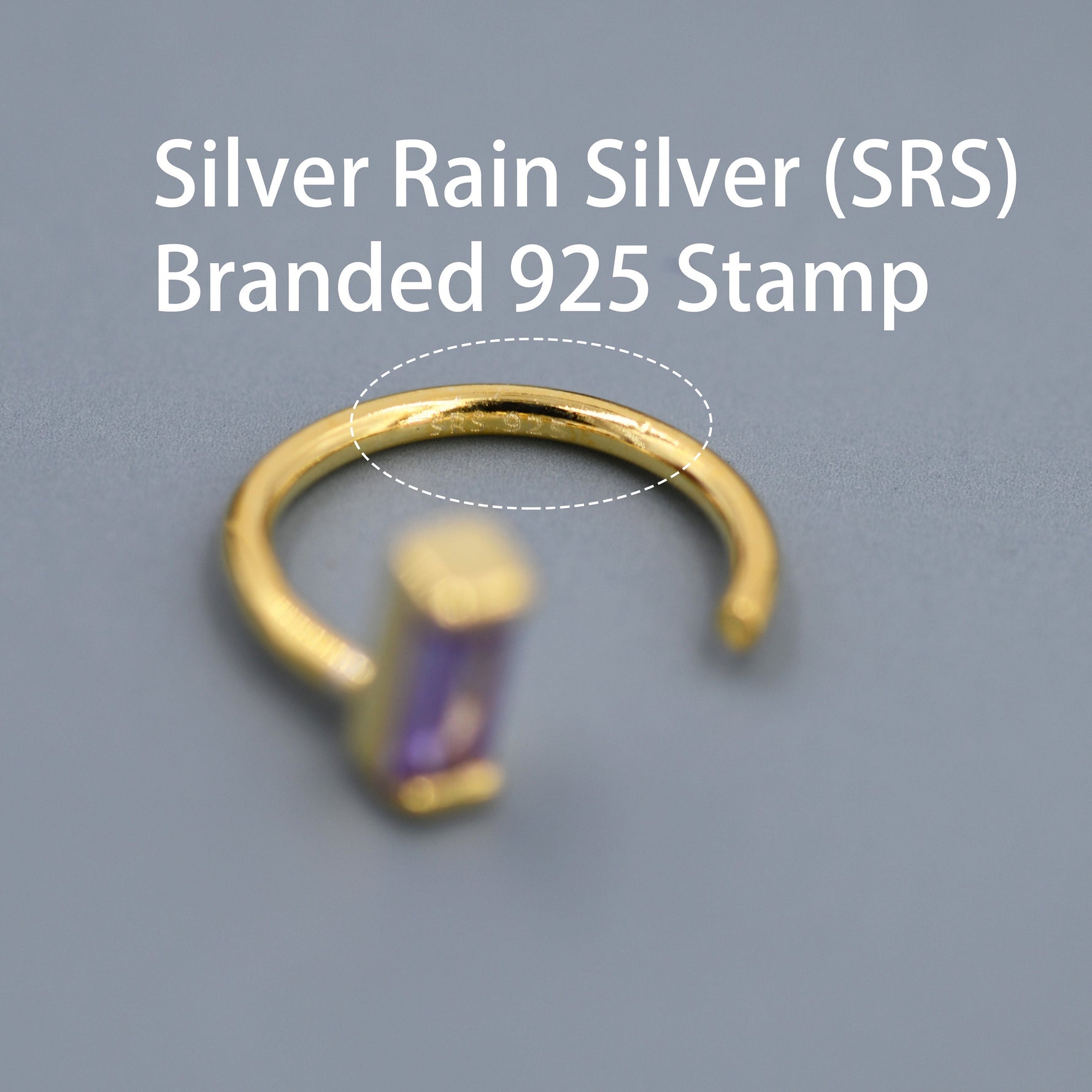 Amethyst Purple Baguette Cut CZ Huggie Hoop Earrings in Sterling Silver, Silver or Gold, Open Hoops, Pull-Through Threader Earrings