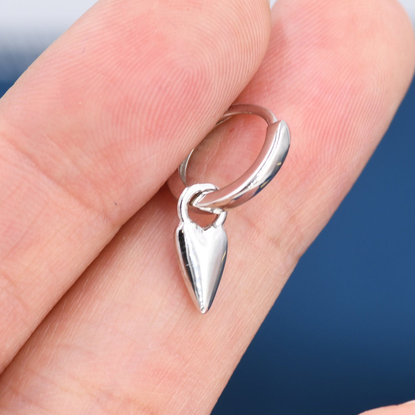 Sterling Silver Heart Charms for Huggie Hoops, Silver or Gold or Rose Gold, Detachable Heart Shape Charms for Hoop Earrings