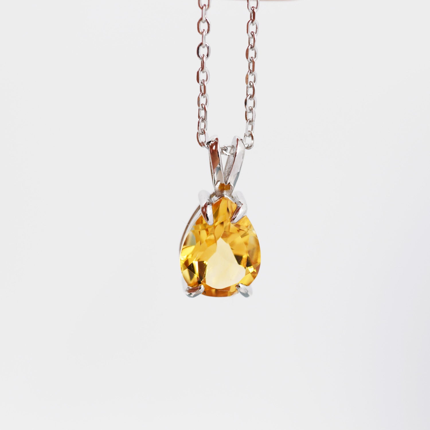 Citrine Pear Cut Pendant Necklace