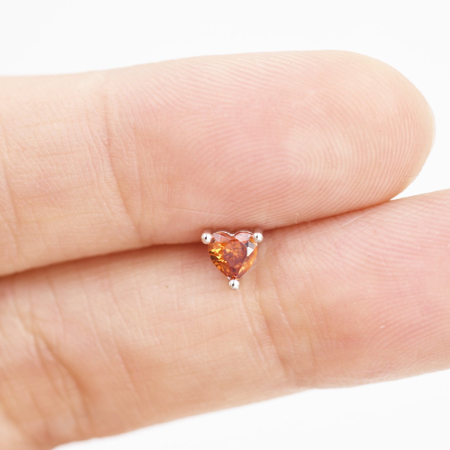 Tiny Garnet Red CZ Heart Stud Earrings in Sterling Silver, Silver or Gold, Red Crystal Heart Earrings, Stacking Earrings