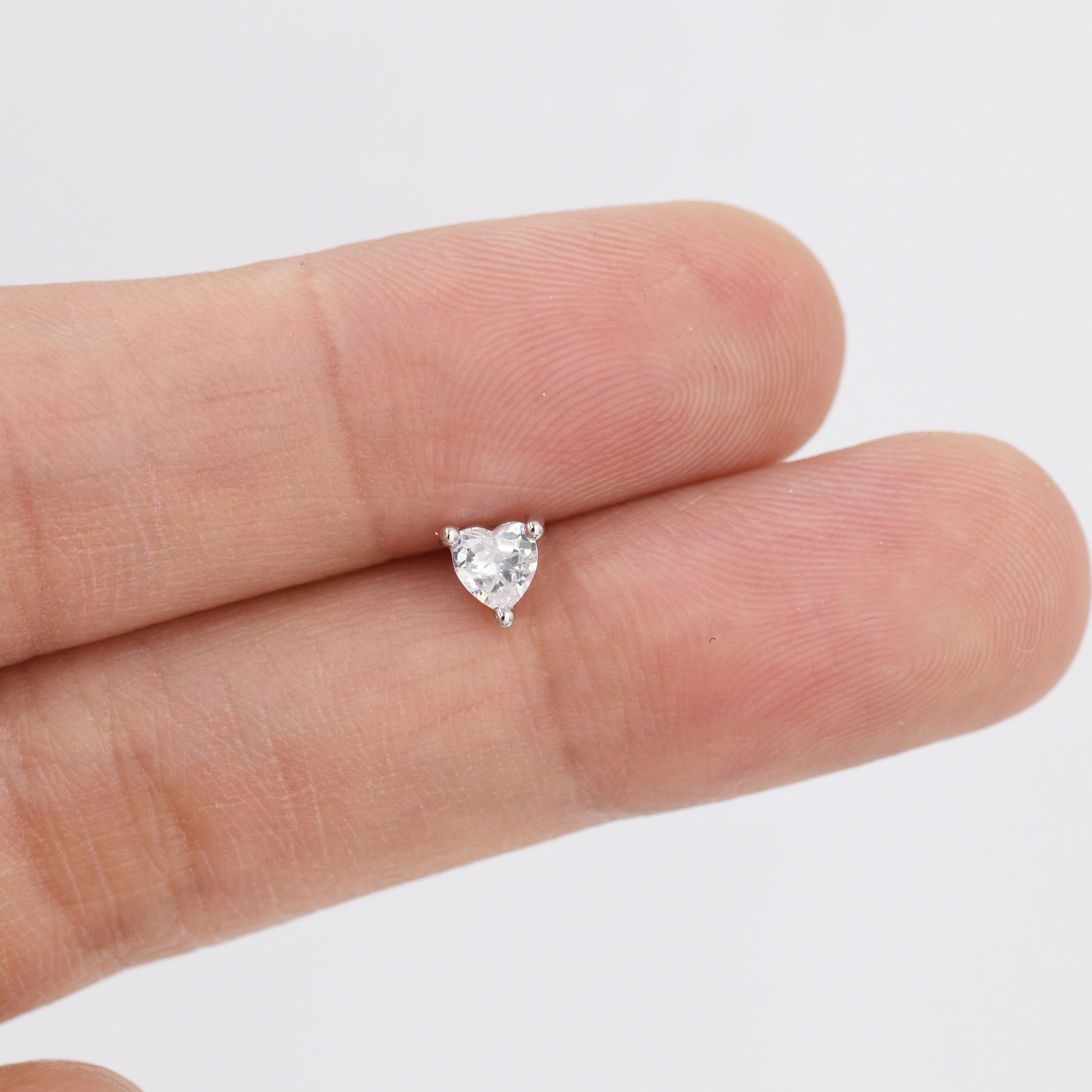 Tiny CZ Heart Stud Earrings in Sterling Silver, Silver or Gold, Diamond CZ Crystal Heart Earrings, Stacking Earrings