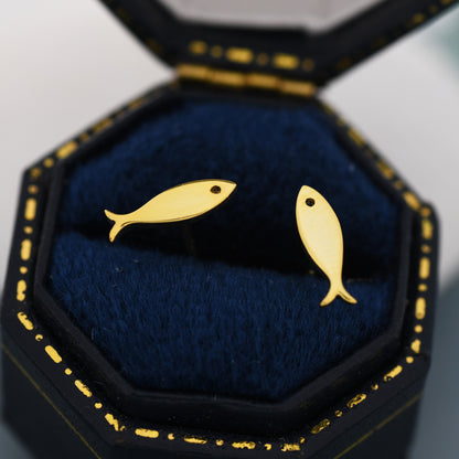 Little Fish Stud Earrings in Sterling Silver, Petite Fish Stud Earrings, Silver or Gold, Ocean Animal Stud, Cute, Pet Earrings