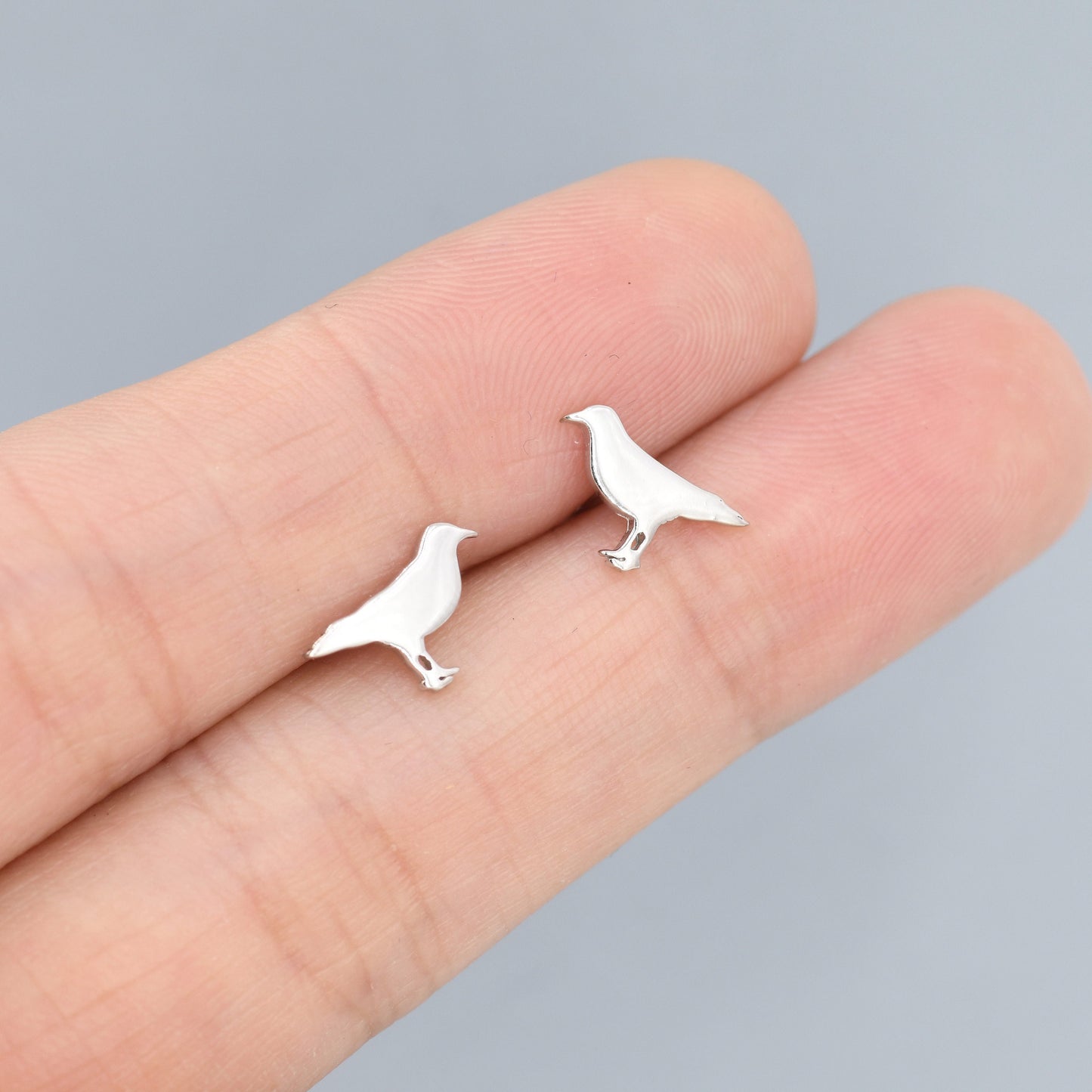 Crow Bird Stud Earrings in Sterling Silver, Silver or Gold, Crow Earrings, Animal Earrings, Nature Inspired