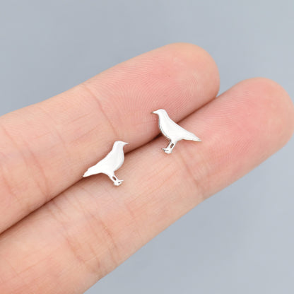 Crow Bird Stud Earrings in Sterling Silver, Silver or Gold, Crow Earrings, Animal Earrings, Nature Inspired