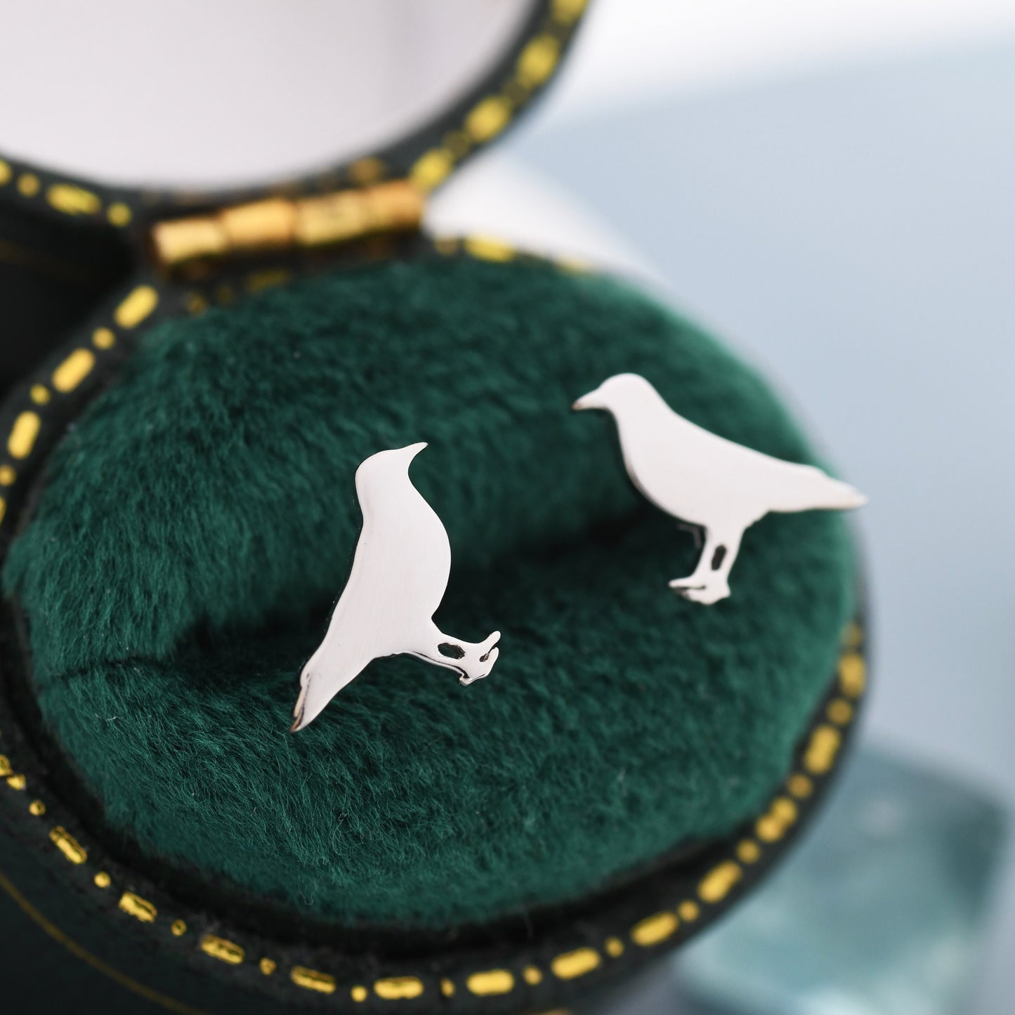 Crow Bird Stud Earrings in Sterling Silver, Silver or Gold, Crow Earrings, Animal Earrings, Nature Inspired