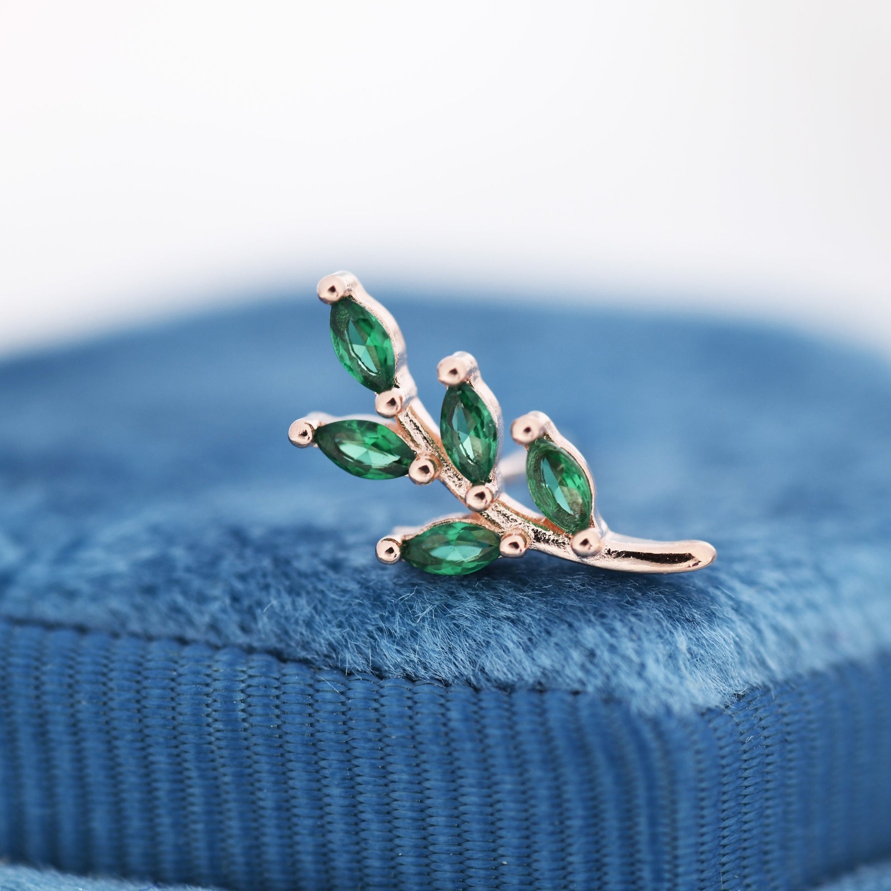 Emerald Green Leaf Stud Earrings in Sterling Silver, Silver or Gold, Olive Branch Earrings, Olive Leaf Earrings, Nature Inspired