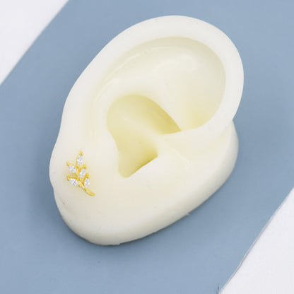 CZ Leaf Stud Earrings in Sterling Silver, Silver or Gold, Olive Branch Earrings, Olive Leaf Earrings, Nature Inspired