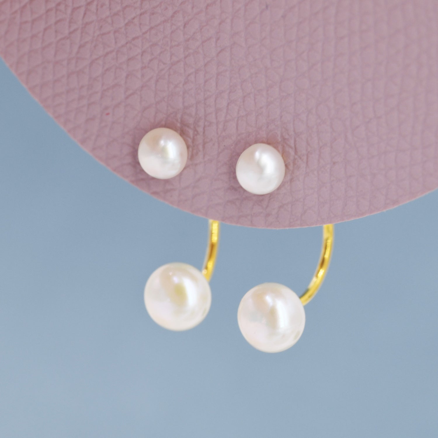 Genuine Freshwater Pearl Ear Jacket in Sterling Silver, Silver or Gold, Front and Back Earrings , Natural Pearl Earrings, Dainty Jewellery