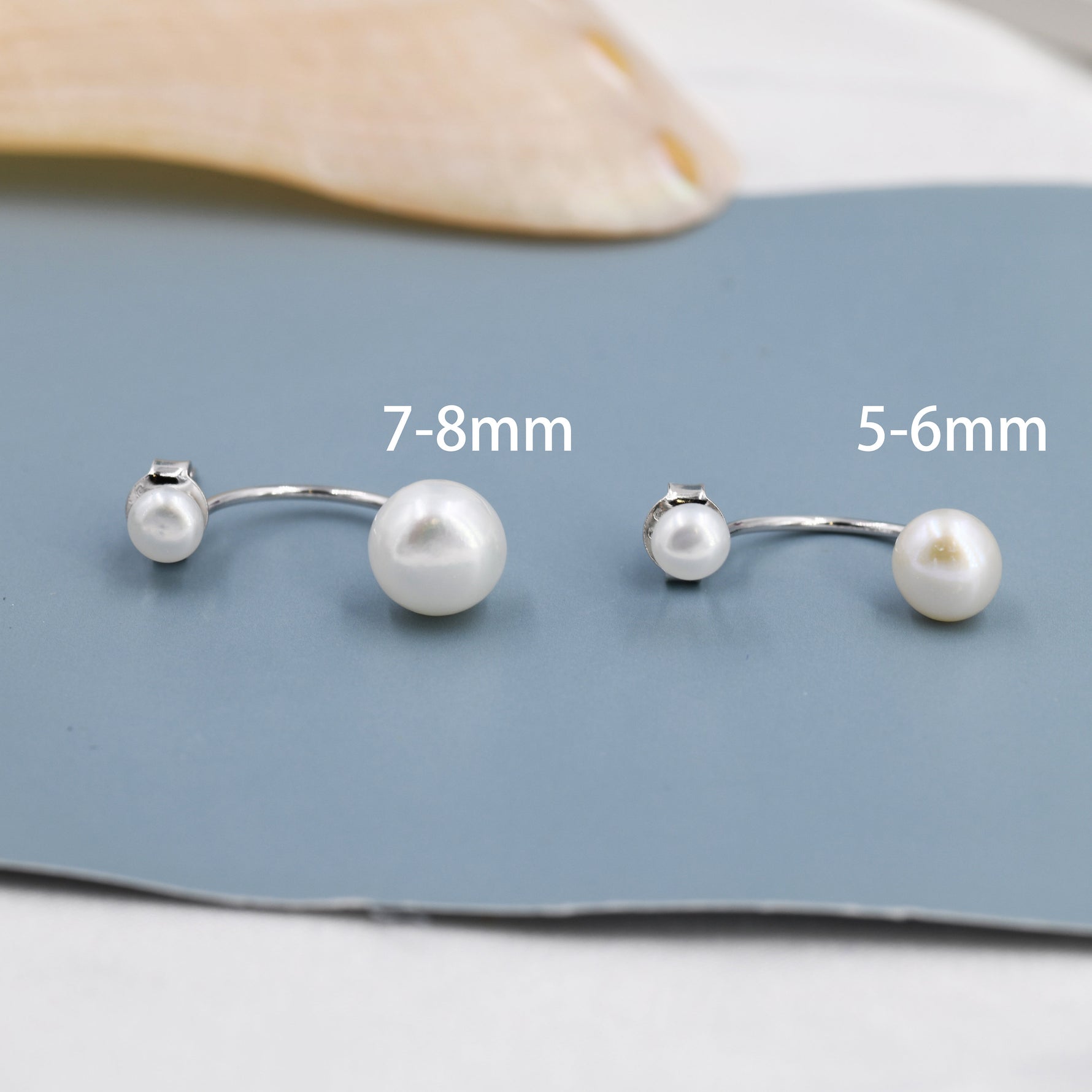 Genuine Freshwater Pearl Ear Jacket in Sterling Silver, Silver or Gold, Front and Back Earrings , Natural Pearl Earrings, Dainty Jewellery