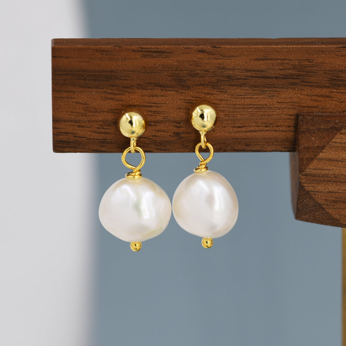 Baroque Pearl Drop Stud Earrings